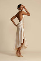 Satin Slit Backless Dress