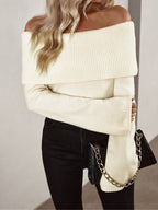 Solid Off Shoulder Knit Sweater
