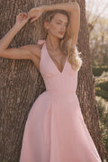 Deep V Halter Backless Maxi Dress