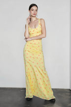 Ditsy Floral Print Scoop Neck Tank Bodycon Maxi Dress