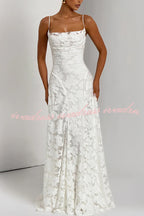 Francis Floral Burnout Jersey Fabric Cowl Neck Back Lace-up Maxi Dress