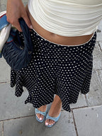 Polka Dot Ruffle Maxi Skirts