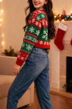 Christmas Snowflake Pattern Loose Long-sleeved Knit Cardigan
