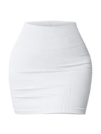 Solid Ribbed Elastic High Rise Bodycon Mini Skirt