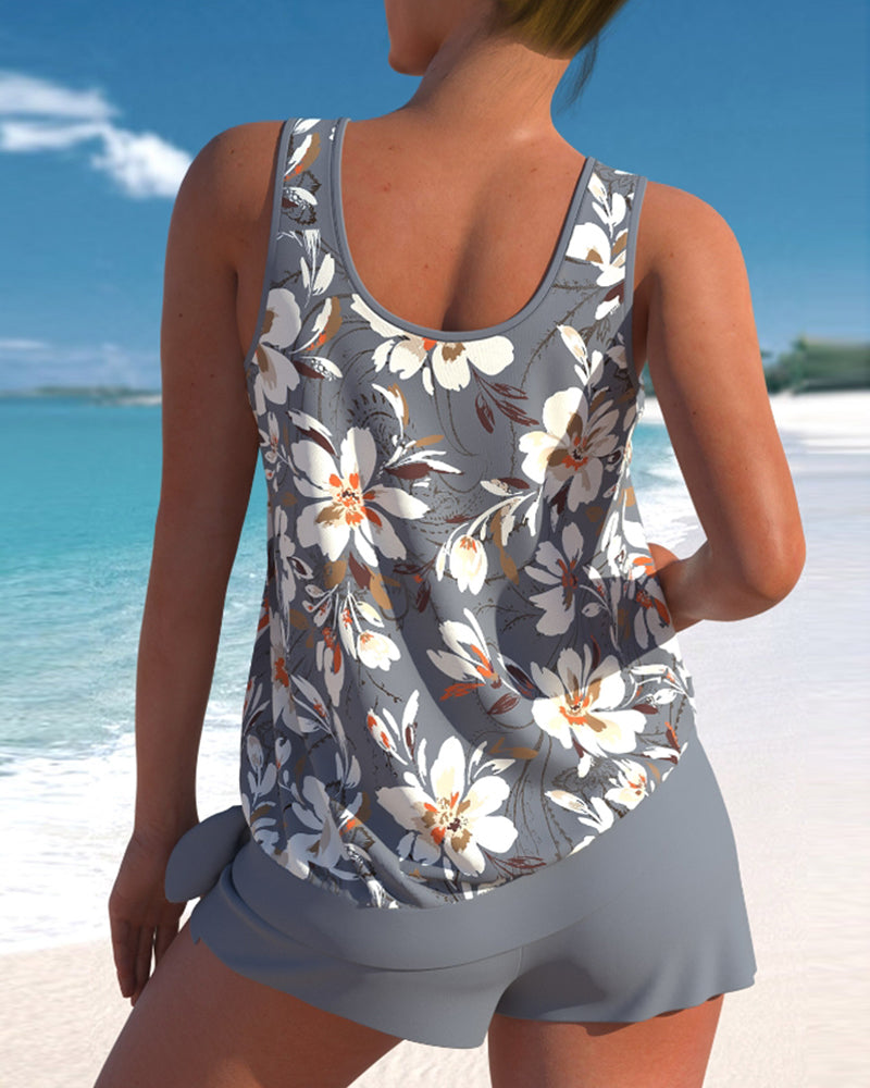 The Megan — Floral Ruched Tankini Set