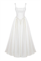 | Wide Strap Corset Maxi Dress, White
