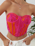 Color Block Lace Splice Bandeau Corset Top