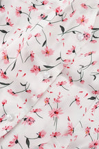 V Neck Tie Waist Short Sleeve Shirt Floral Dress