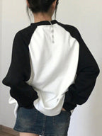 Portrait Graffiti Print Raglan Oversized Long Sleeve Tee