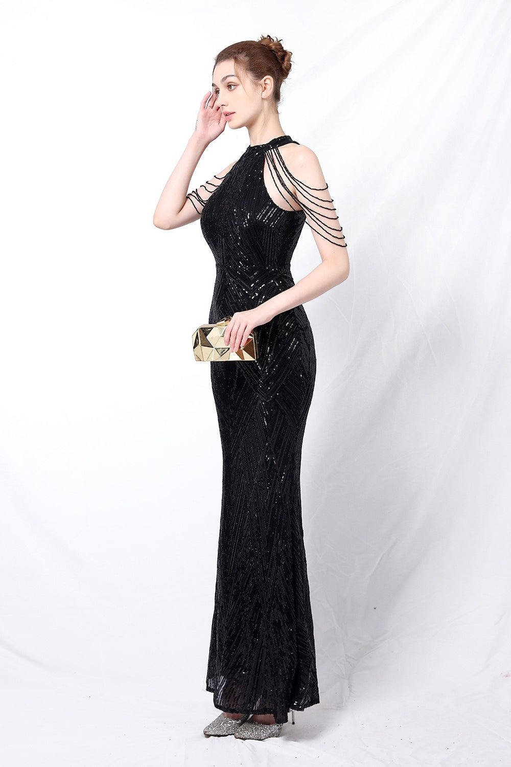 Sequin Halter Mermaid Maxi Dress