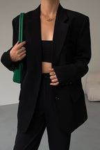 Black Slouchy Retro Style Blazer