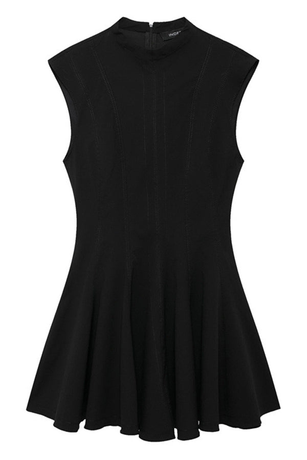 Sleeveless Mock Neck Fit and Flare Mini Dress