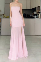 Strapless Sheer Mesh Overlay Bodycon Illusion Maxi Dress
