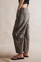 Leopard Print High-Rise Straight High-Street Jeans
