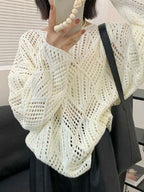 Cutout Loose Long Sleeve Knit