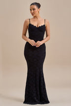 Spaghetti Strap Sweetheart Lace Bustier Mermaid Maxi Dress