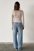 Solid Knotted Sheer Chic Blouse