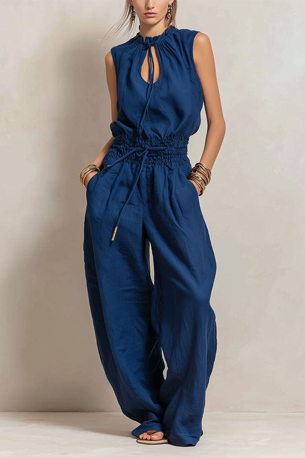 Chic Sleeveless Top and High-Waisted Wide-Leg Pants