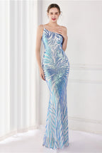 Sparkle Beaded V Neck Party Gown Formal Dress