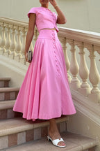 Sofia Button-Front Midi Skirt Set