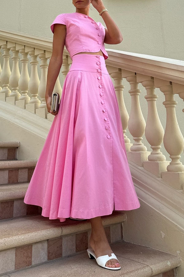 Sofia Button-Front Midi Skirt Set
