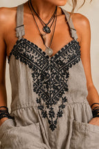 Aria Boho Chic Embroidered Jumpsuit