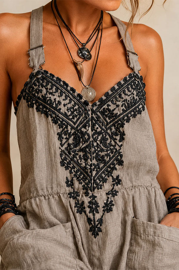 Aria Boho Chic Embroidered Jumpsuit