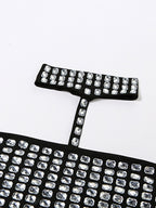 Rhinestone Decor Tie Up Backless Halter Vest