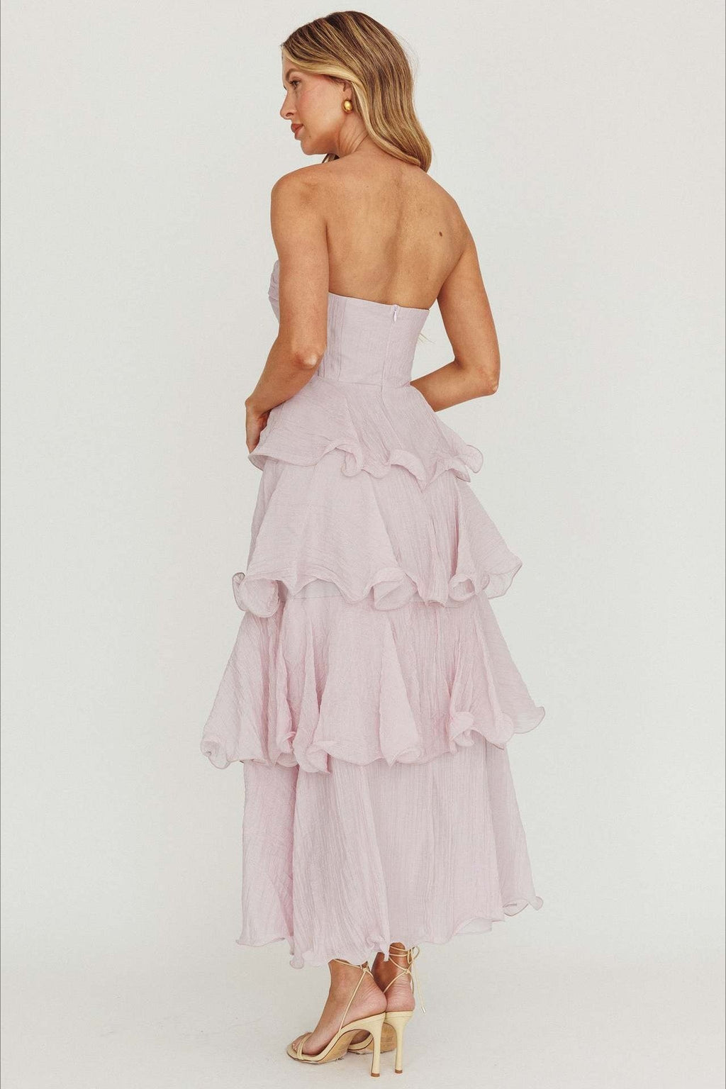 Sexy Slim Fit Strapless Backless Ruffled Prom Dress