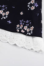 Two Piece Puff Sleeve Strapless Floral Dress