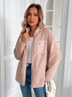 | Fluffy jacket with long sleeves and zip