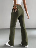 Ribbed Knit High Waist Flare Pants