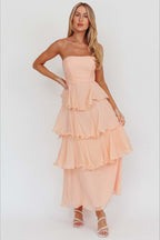 Sexy Slim Fit Strapless Backless Ruffled Prom Dress