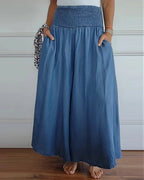 Wide Leg Pant With Smocked Waist