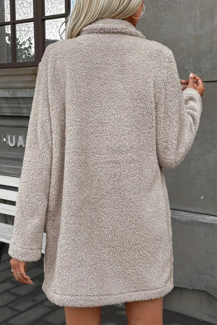 Elegant Faux Fur Single Breasted Warm Coat