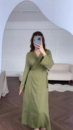 Temperament Lace-Up V-neck Zen Wind Dress