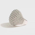 19C Metallic Rhodium Plated Textured Half Mesh Sphere Ring