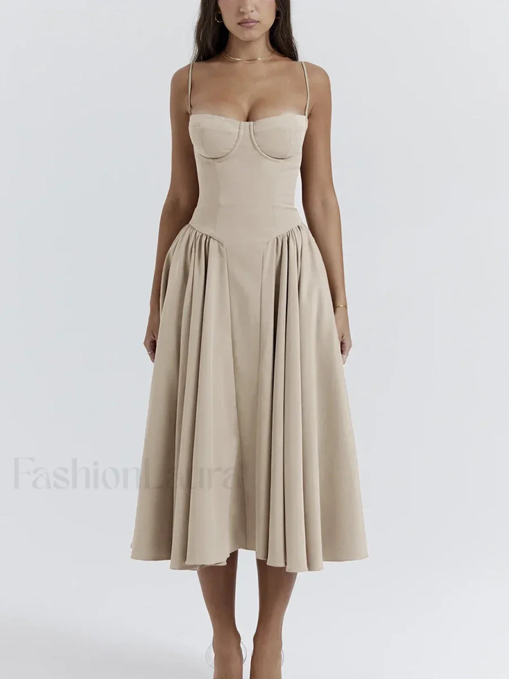 Backless Dropped-Waist Midi Dress