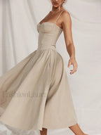 Backless Dropped-Waist Midi Dress