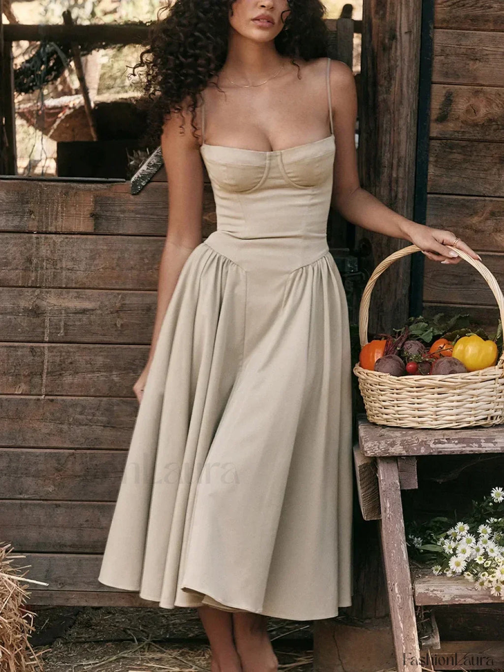 Backless Dropped-Waist Midi Dress