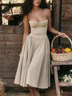 Backless Dropped-Waist Midi Dress