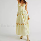 Backless Halter Embroidery Dress