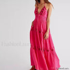 Backless Halter Embroidery Dress