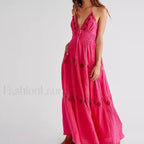Backless Halter Embroidery Dress