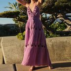 Backless Halter Embroidery Dress