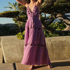 Backless Halter Embroidery Dress
