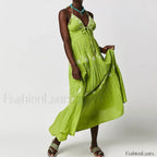 Backless Halter Embroidery Dress