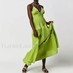 Backless Halter Embroidery Dress
