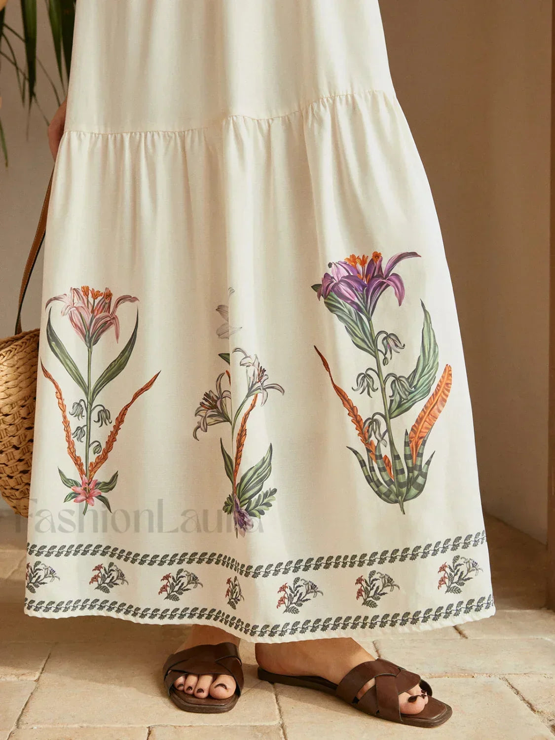 Multicolor Backless Pleated Floral Dress