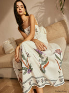 Multicolor Backless Pleated Floral Dress